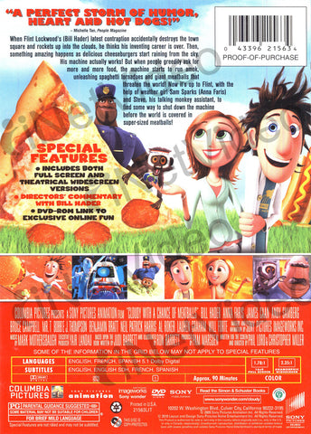 Cloudy with a Chance of Meatballs (Bilingual) DVD Movie 