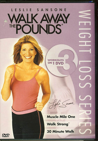 Leslie Sansone Walk Aways the Pounds 3 Workouts on 1 Dvd; Muscle Mile One/ Walk Strong/ 30 Min Walk DVD Movie 