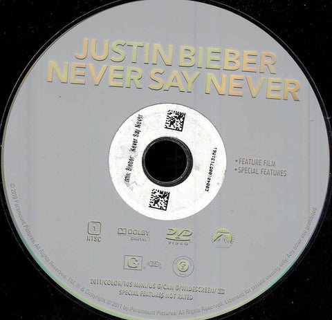 Justin Bieber: Never Say Never (Disc Only) DVD Movie 