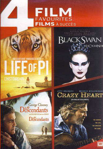 4 Film Favourites - Life of Pi / Black Swan / The Descendants / Crazy Heart (Bilingual) DVD Movie 
