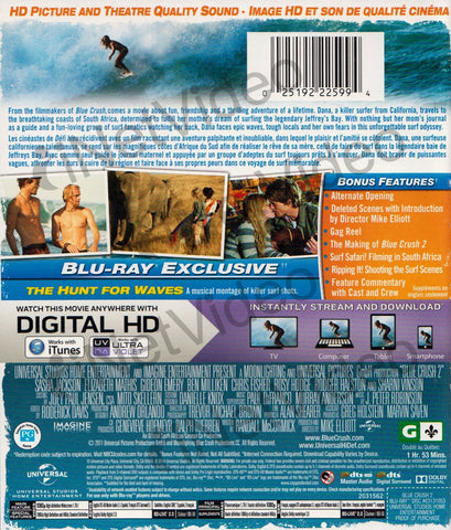 Blue Crush 2 (Blu-ray + DIGITAL HD UltraViolet) (Bilingual) DVD Movie 