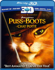 Puss In Boots (Blu-ray 3D + Blu-ray + DVD + Digital Copy) (Blu-ray) (Bilingual)