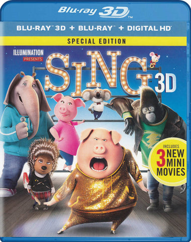 Sing 3D (Blu-ray 3D + Blu-ray + Digital HD) (Special Edition) (Blu-ray) BLU-RAY Movie 