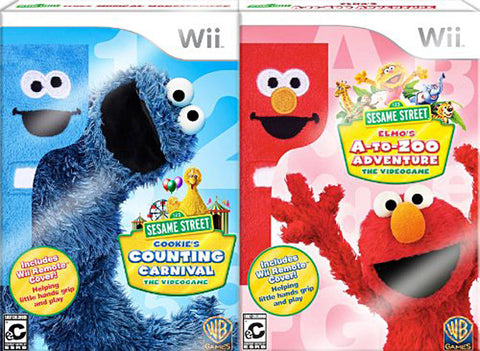 Sesame Street 2 Pack Bundle! (Elmo's A-To-Zoo Adventure + Cookie's Counting Carnival) (NINTENDO WII) NINTENDO WII Game 
