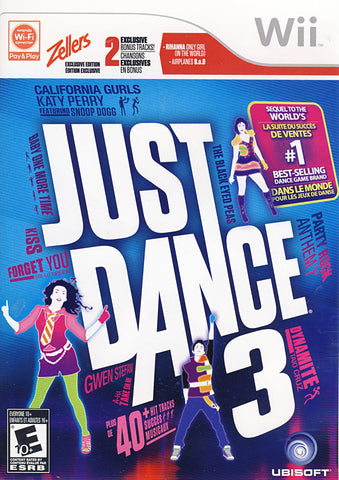 Just Dance 3 (Zellers Exclusive Edition) (Bilingual Cover) (NINTENDO WII) NINTENDO WII Game 