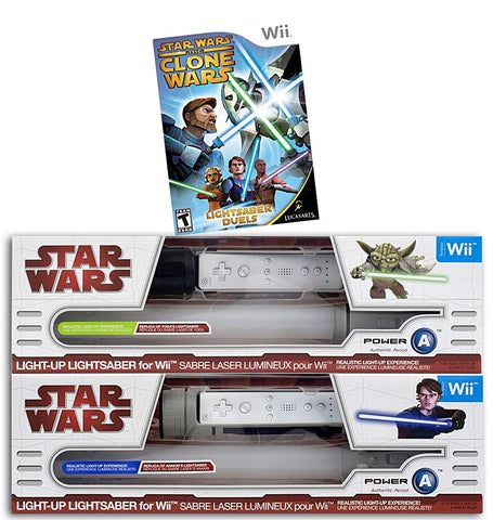 Star Wars The Clone Wars - Lightsaber Duels + 2 Official Lightsabers (Yoda and Anakin) (NINTENDO WII) NINTENDO WII Game 