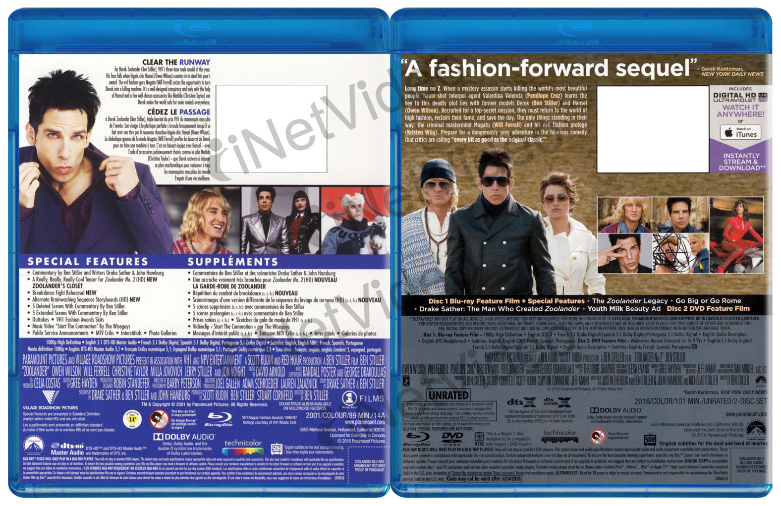 Zoolander / Zoolander No. 2 (Blu-ray) (2-Pack) on Blu-Ray Movie