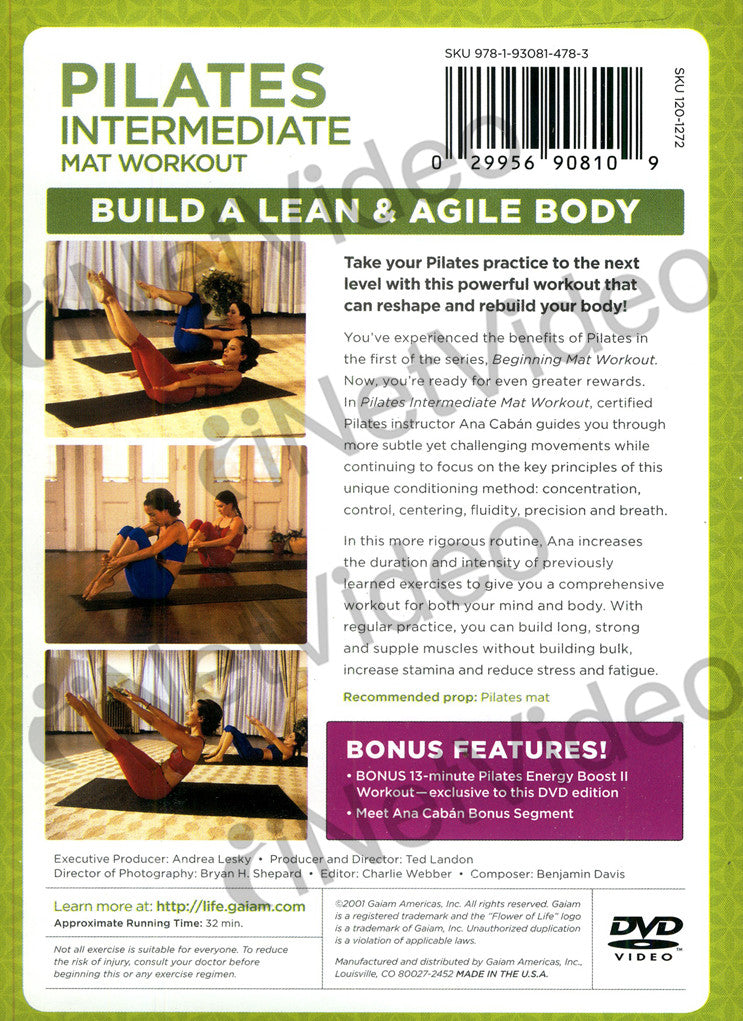 Pilates Intermediate Mat Workout on DVD Movie