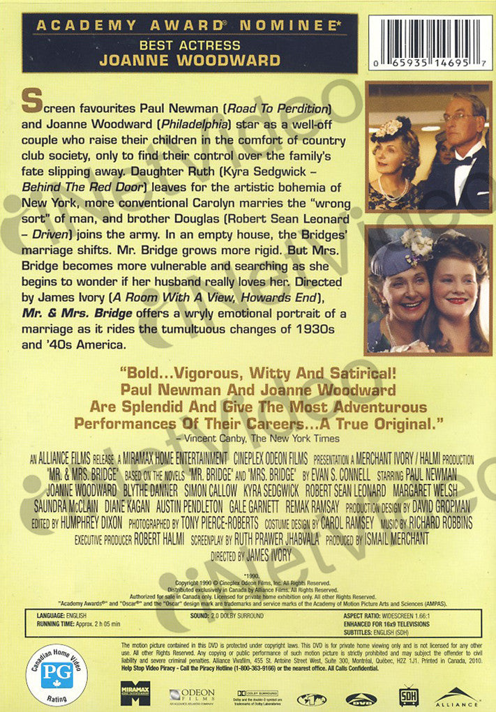 Mr. And Mrs. Bridge on DVD Movie