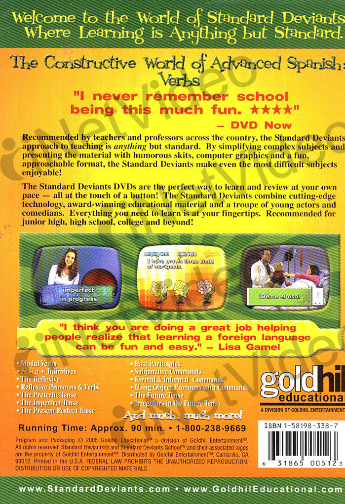 Standard Deviants Learn Advanced Spanish Verbs on DVD Movie