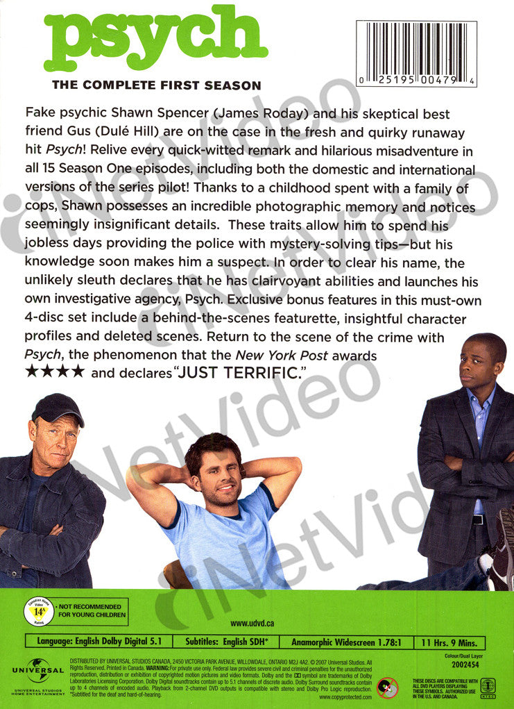 Psych Complete First Season (Boxset) on DVD Movie