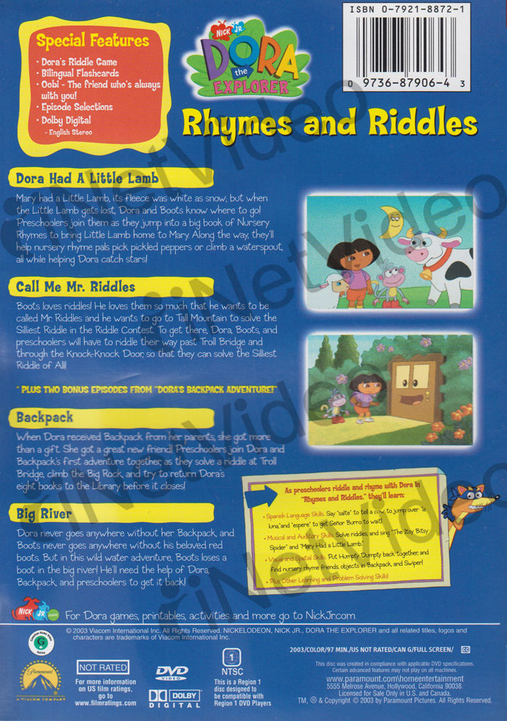 Dora The Explorer Rhymes And Riddles Dvd