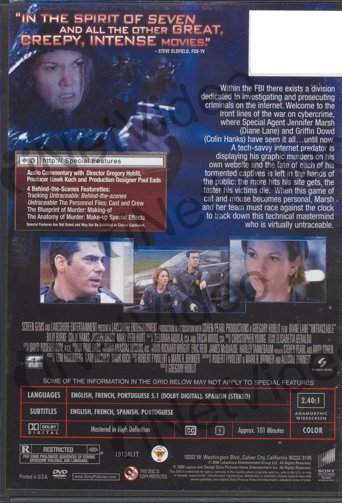 Untraceable on DVD Movie