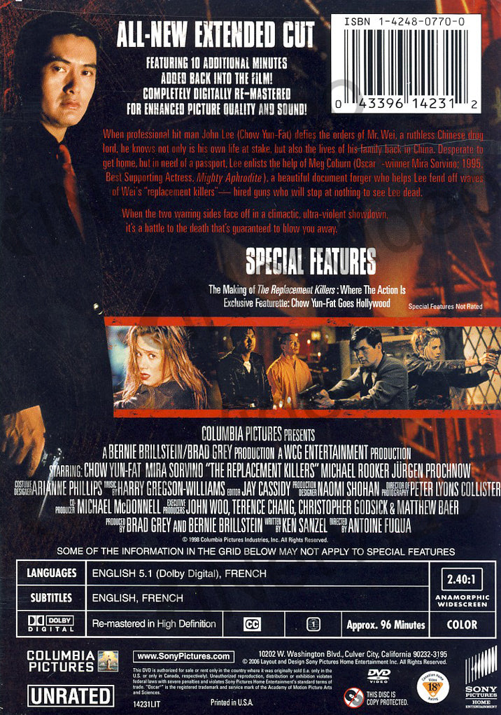 The Replacement Killers (Extended Cut) on DVD Movie