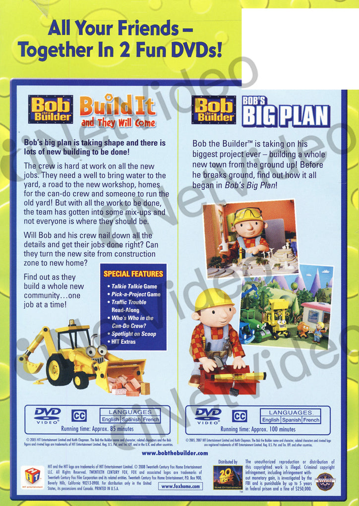 Bob The Builder Build It and They Will Come / Bob's Big Plan (Double