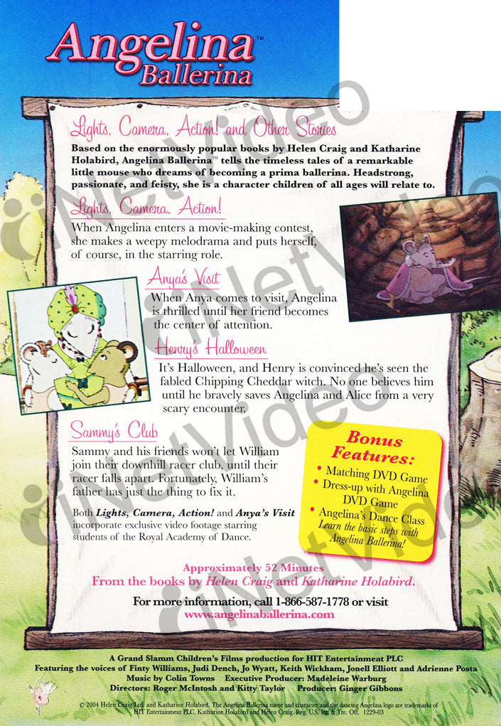 Angelina Ballerina Lights, Camera, Action! on DVD Movie