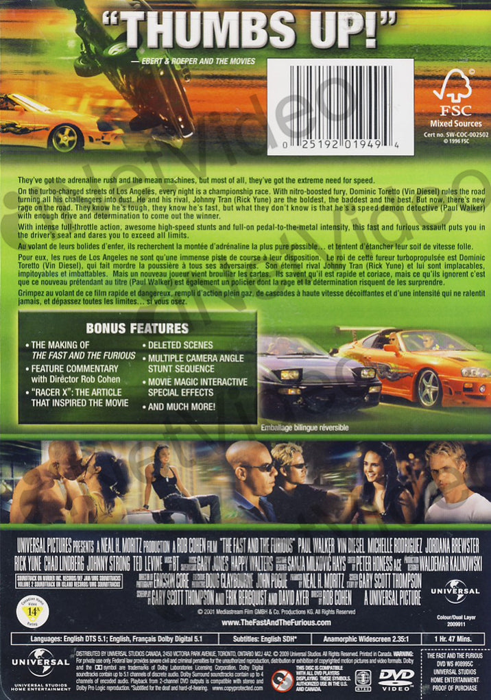 The Fast And The Furious (2-Disc Limited Edition) on DVD Movie