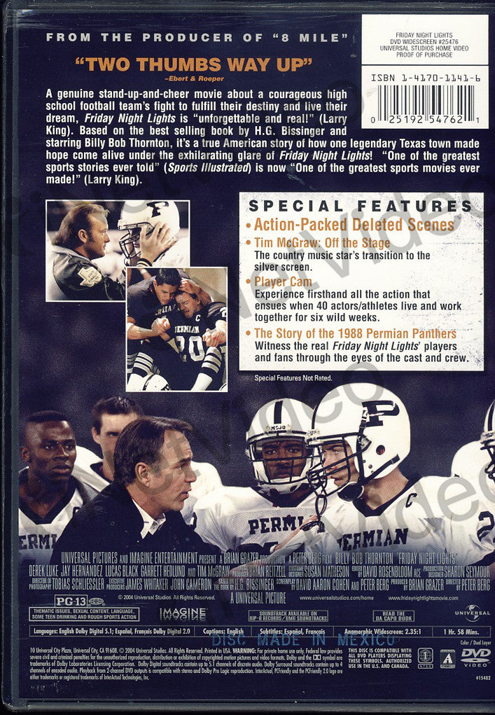 Friday Night Lights (Widescreen Edition) on DVD Movie