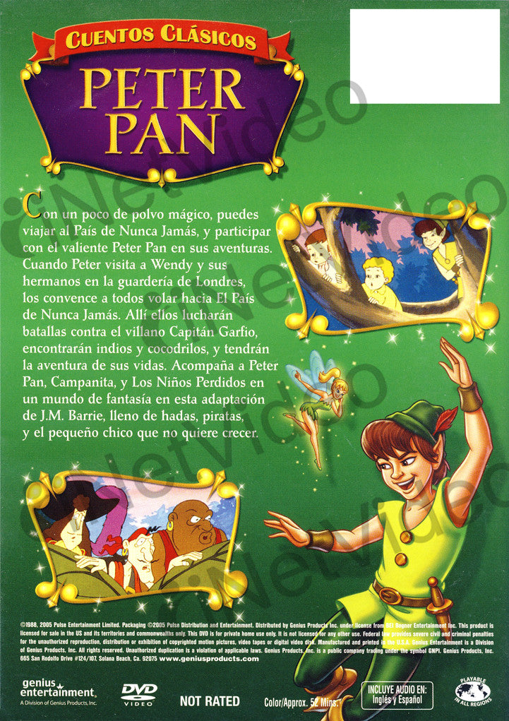 Peter Pan (Cuentos Clasicos) (Spanish Cover) on DVD Movie