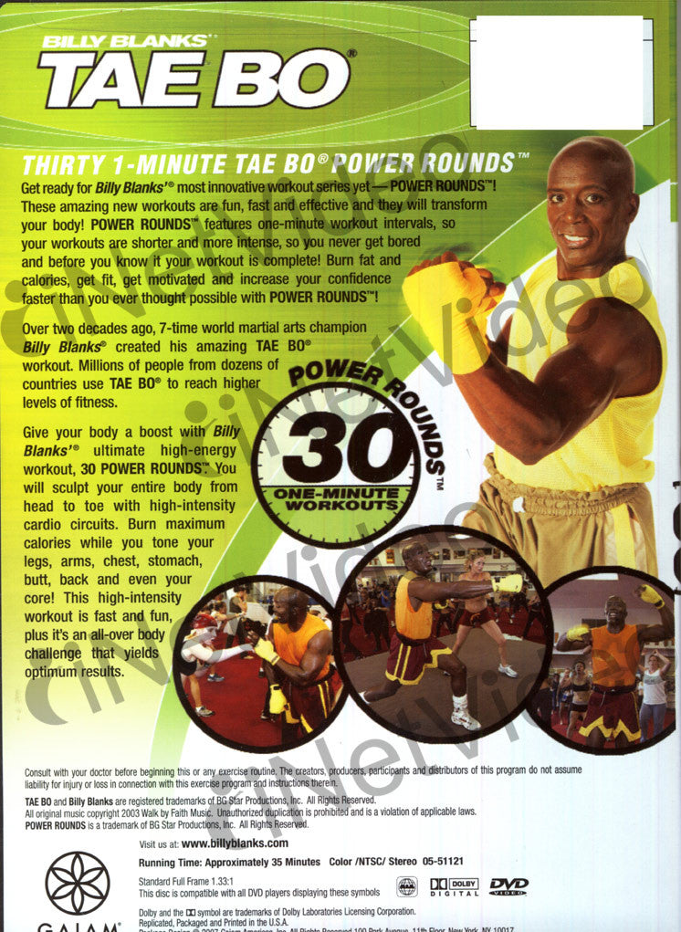 Billy Blanks - Tae Bo - Power Rounds 30 One Minute Workouts on DVD Movie