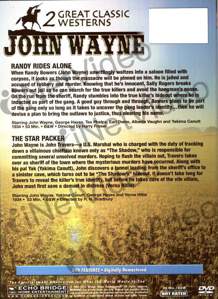 John Wayne Great Classic Westerns - Randy Rides Alone / The Star Packer ...