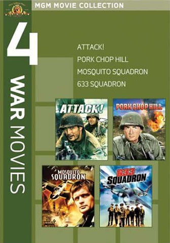 MGM 4 War Movies - Mosquito Squadron / 633 Squadron / Attack / Pork Chop Hill DVD Movie 