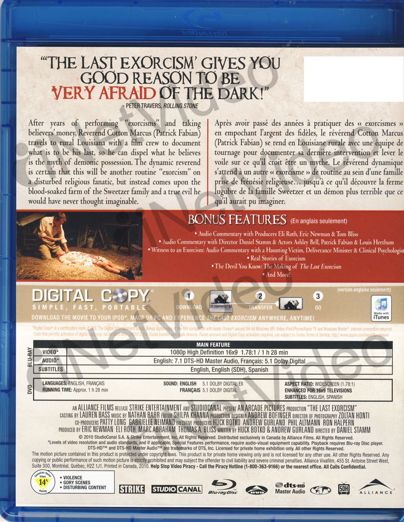 The Last Exorcism Bluray + DVD Plus Digital Copy) (Bilingual