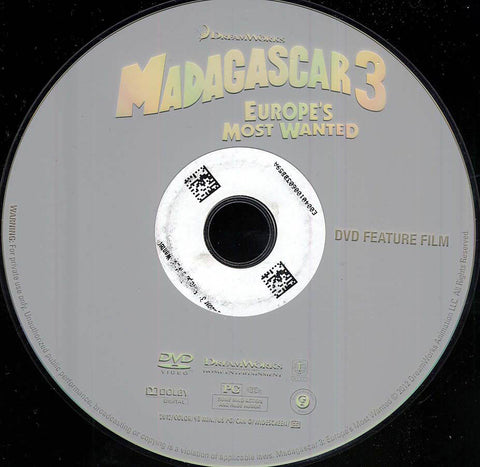 Madagascar 3: Europe's Most Wanted (Disc Only) DVD Movie 