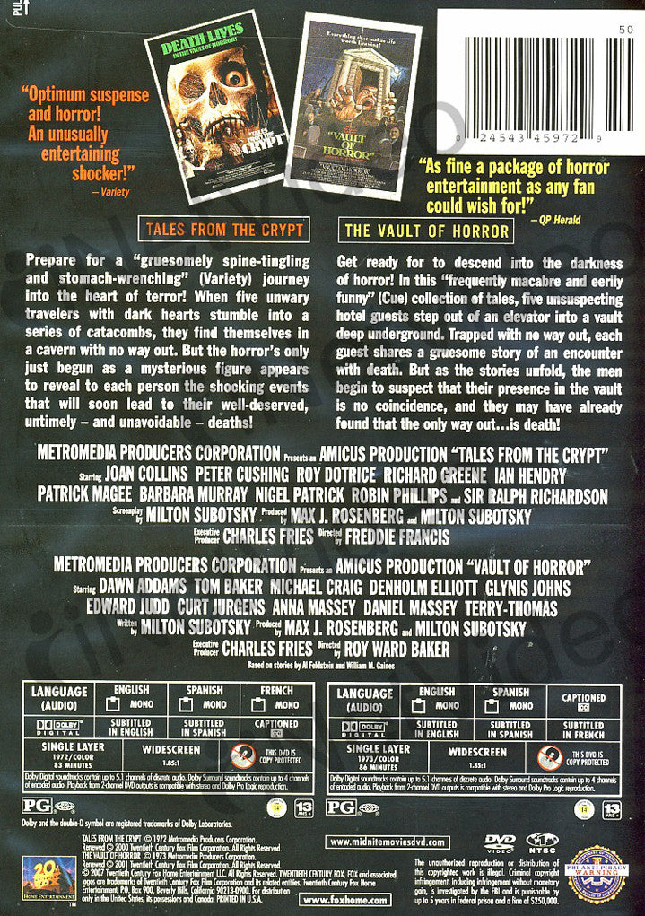 Tales from the Crypt/ The Vault of Horror (Double Feature) on DVD Movie
