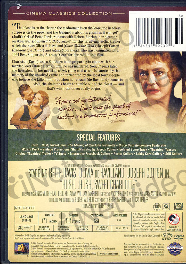 Hush...Hush, Sweet Charlotte (Cinema Classics Collection) on DVD Movie