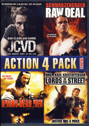 Action 4 Pack - Volume 1 (JCVD / Lords of the Street / Among Dead Men / Raw Deal) DVD Movie 