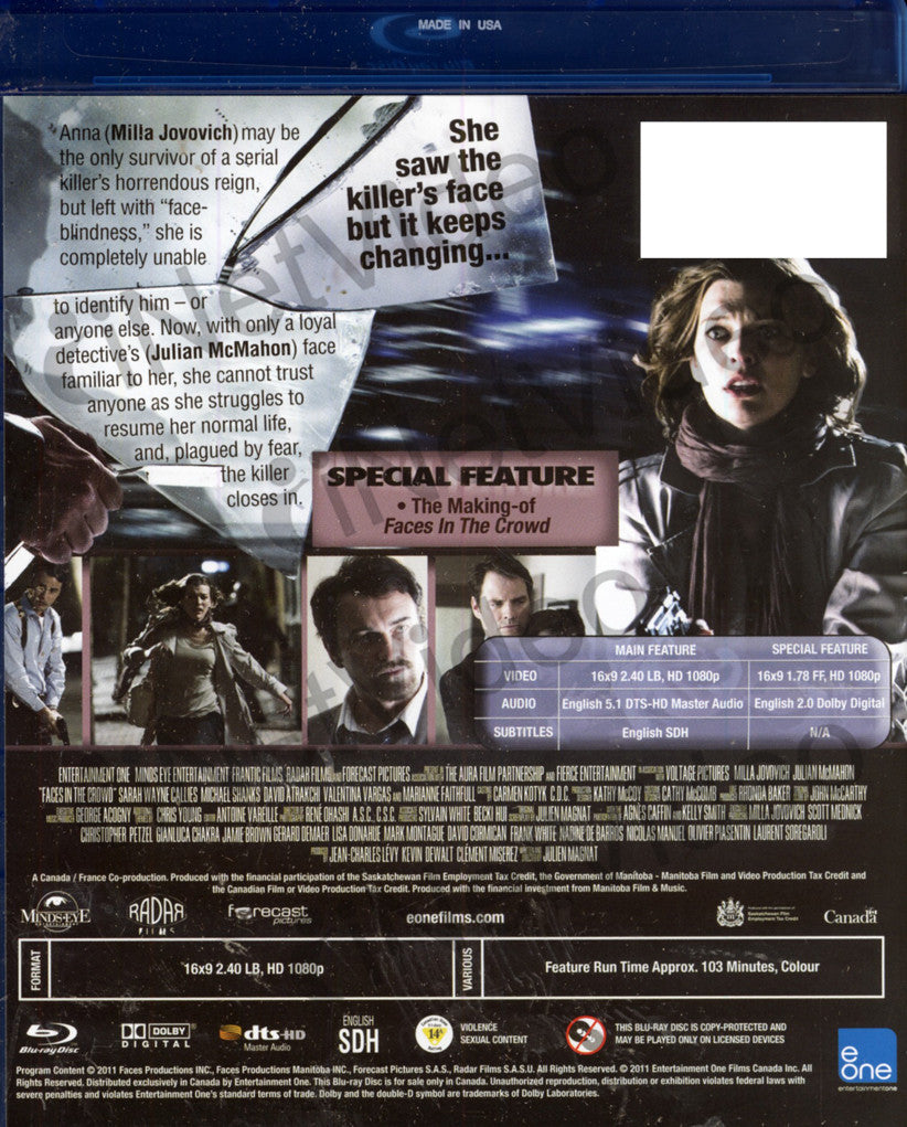 Faces In The Crowd (BluRay) on BLURAY Movie