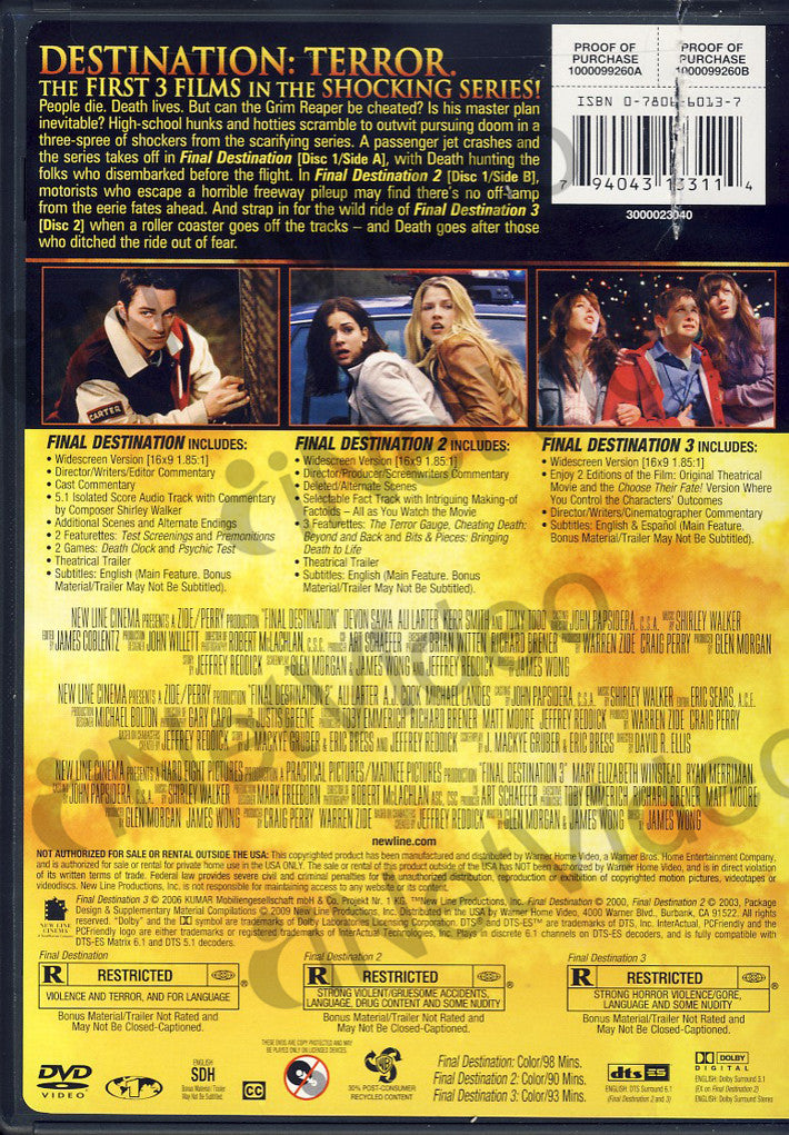 Final Destination Collection (1/2/3) on DVD Movie