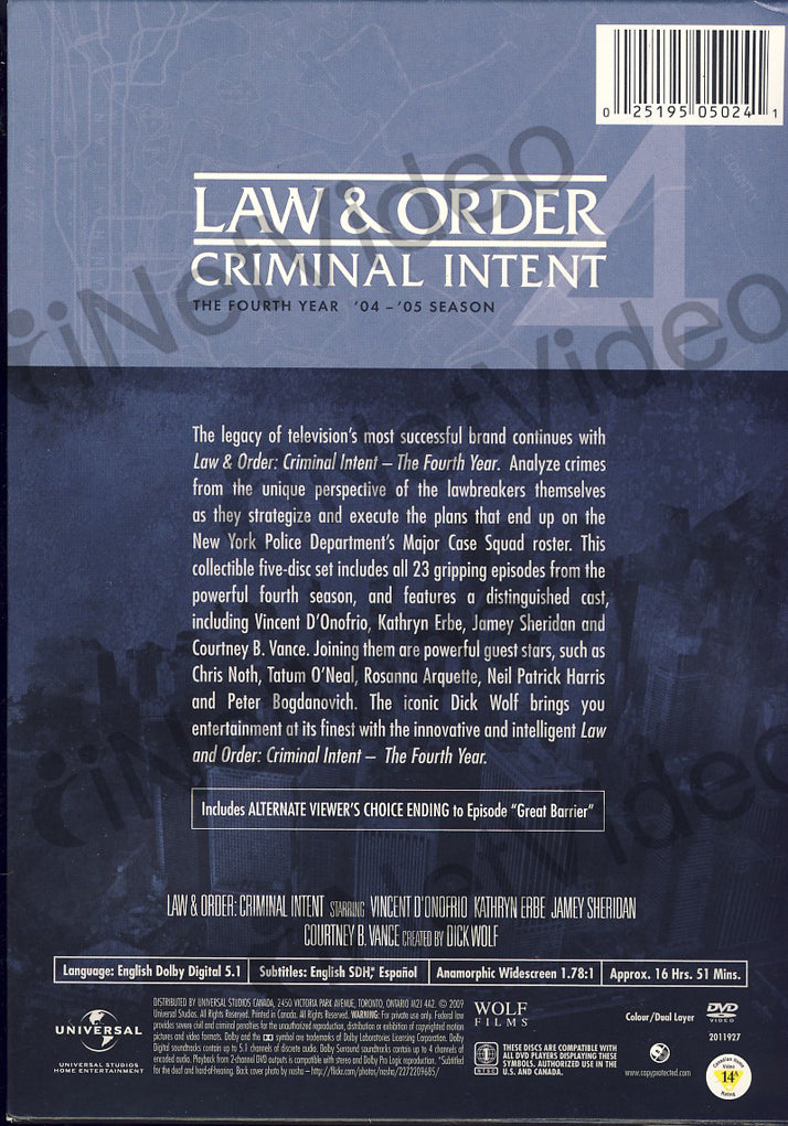 Law and Order: Criminal Intent - The Fourth Year (Boxset) on DVD Movie