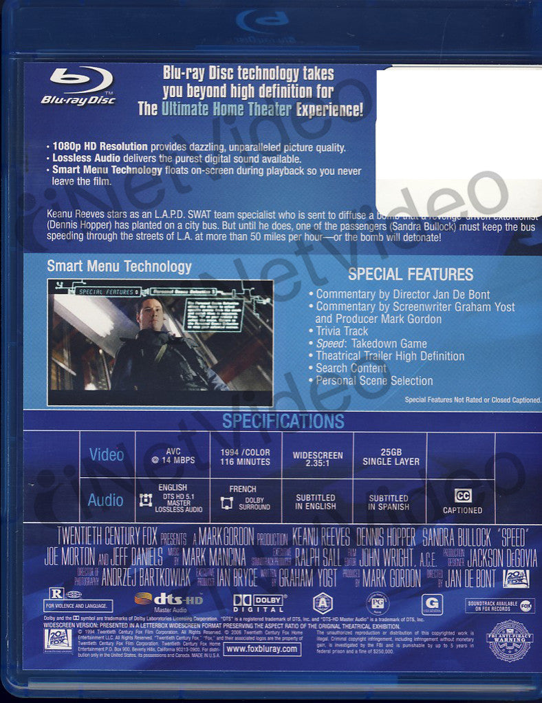 Speed (Bluray) on BLURAY Movie