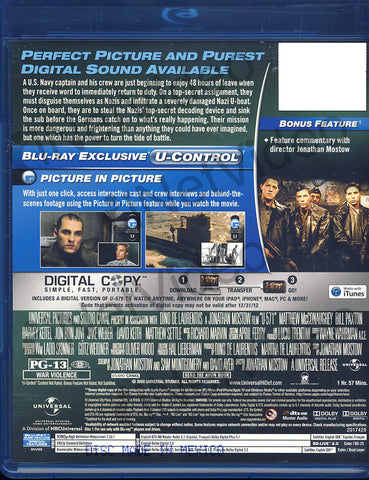 U-571 (Blu-ray + DVD + Digital Copy) (Blu-ray) BLU-RAY Movie 