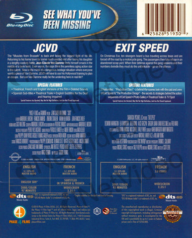 JCVD / Exit Speed (Blu-ray) (Boxset) BLU-RAY Movie 