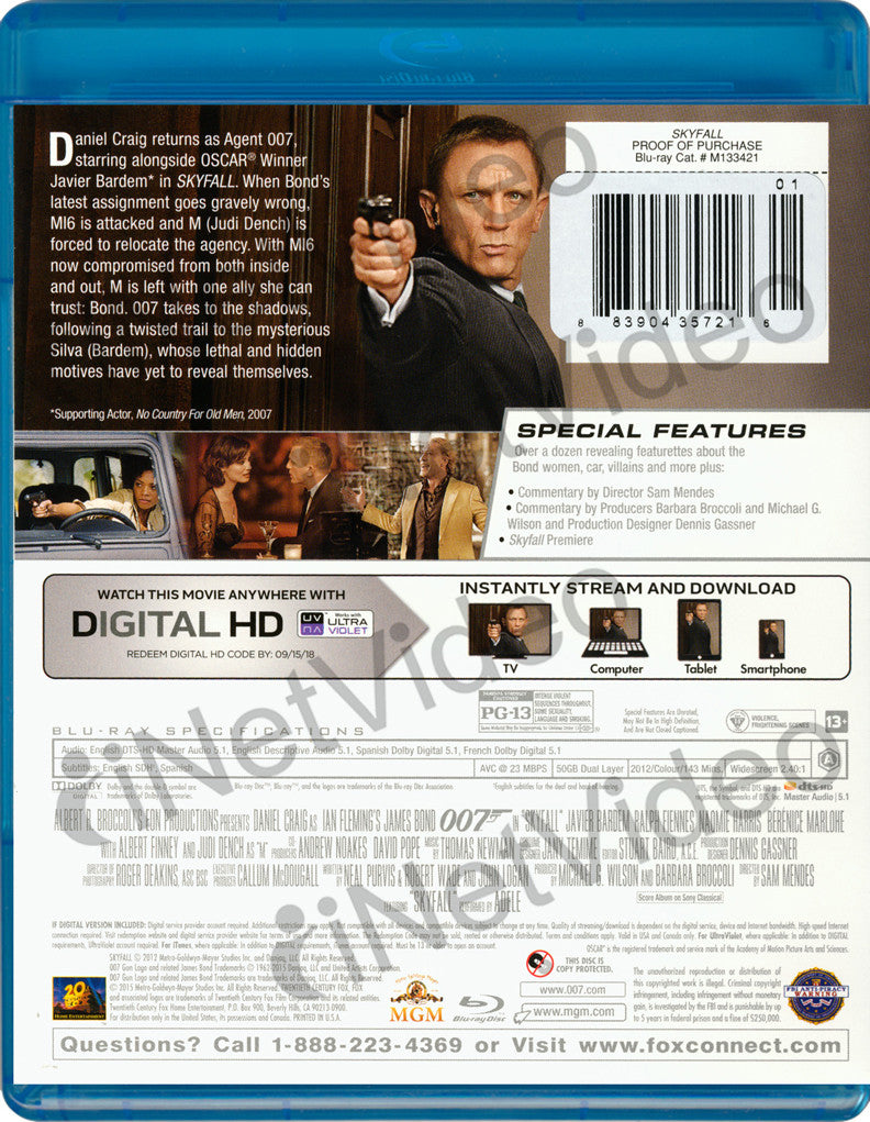 Skyfall (Bluray + Digital HD) (Bluray) on BLURAY Movie