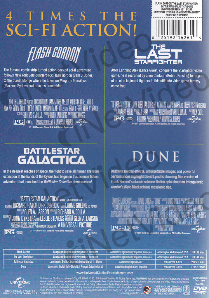 Flash Gordon / The Last Starfighter / Battlestar Galactica / Dune on Flash Gordon / The Last Starfighter / Battlestar Galactica / Dune on