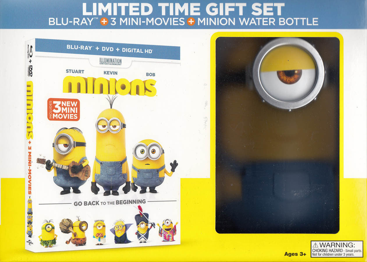 Minions - 3 Mini Movies (Blu-ray + DVD + Digital HD + Water Bottle)  (Blu-ray) (Boxset) on BLU-RAY Movie