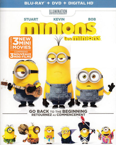 Minions + 3 Mini-Movies (Blu-ray + DVD + Digital HD) (Bilingual) DVD Movie 