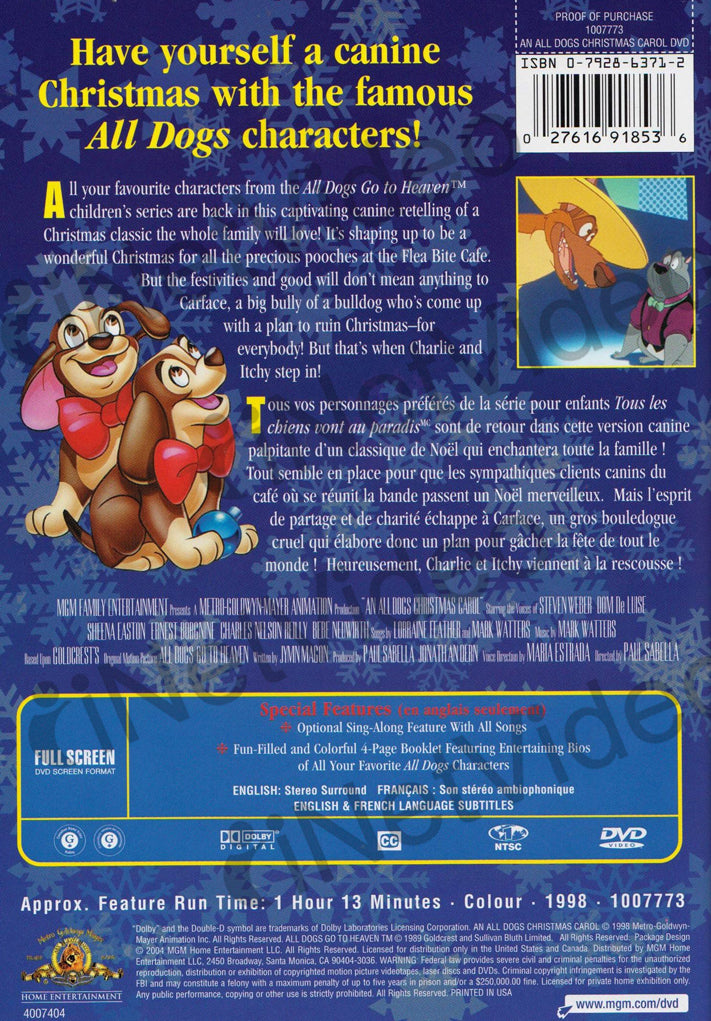 An All Dogs Christmas Carol (Bilingual) on DVD Movie