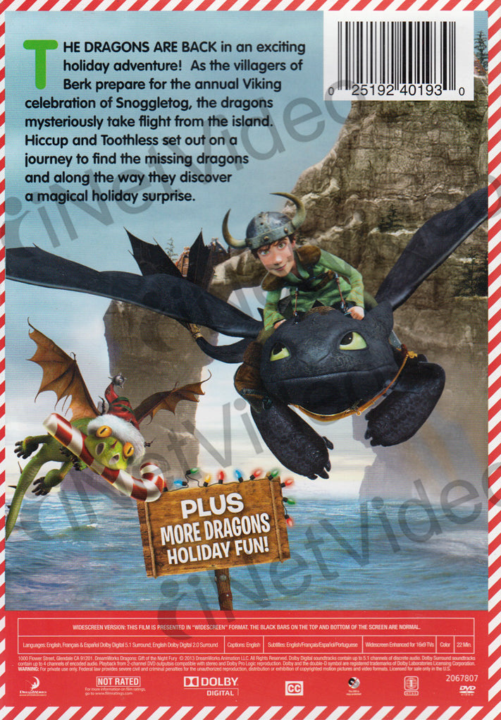 Dragons Holiday - Gift of the Night Fury (Christmas Special) on DVD Movie