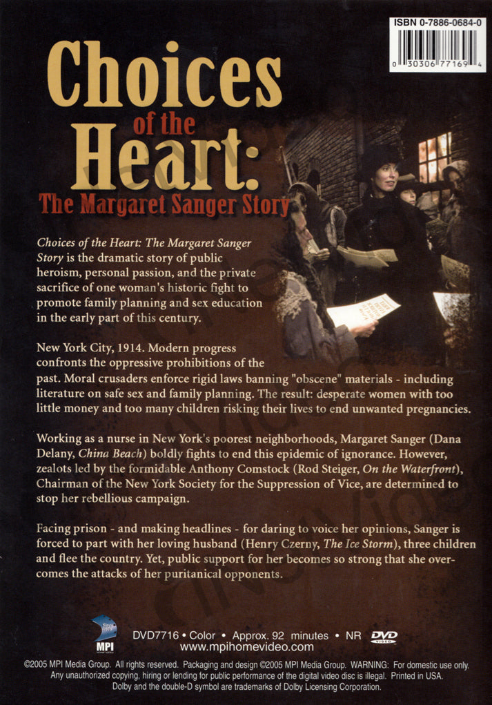 Choices of the Heart the Margaret Sanger Story on DVD Movie