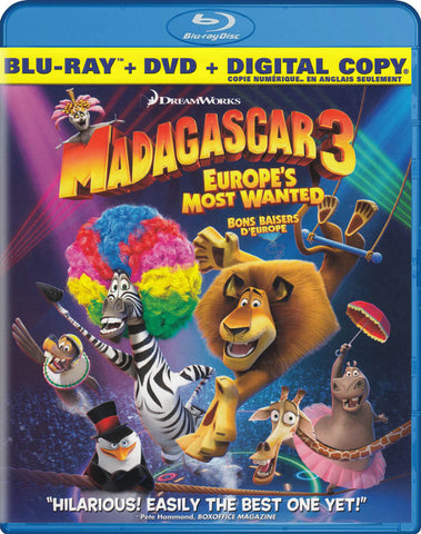 Madagascar 3 - Europe s Most Wanted (Yellow Trim)(Bilingual) (Blu-ray + DVD + Digital) (Blu-ray) BLU-RAY Movie 