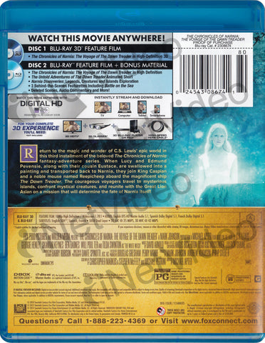 The Chronicles of Narnia - Voyage Of The Dawn Treader (Blu-ray 3D + Blu-ray + Digital HD) (Blu-ray) BLU-RAY Movie 