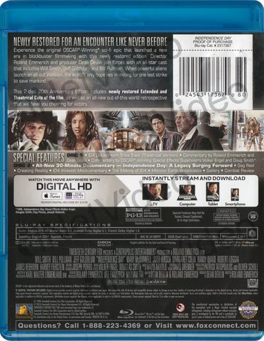 Independence Day (2-Disc Blu-ray + Digital HD) (Blu-ray) BLU-RAY Movie 