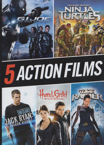 5 Action Films: G.I.Joe / TMNT / Shadow Recruit / Witch Hunters / Tomb Raider DVD Movie 