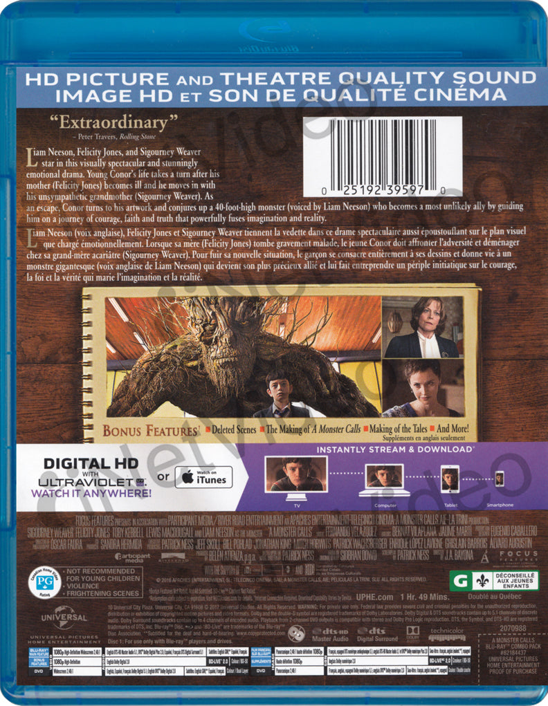 A Monster Calls (Blu-ray + DVD + Digital HD) (Blu-ray) (Bilingual) on ...