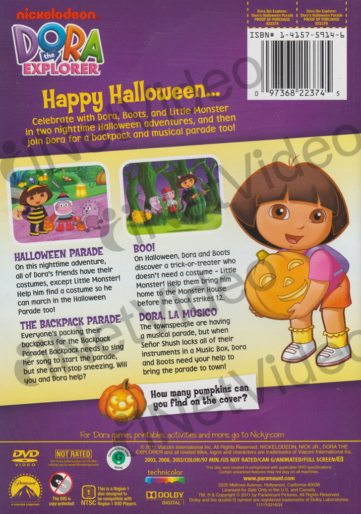 Dora The Explorer Dora's Halloween Parade on DVD Movie
